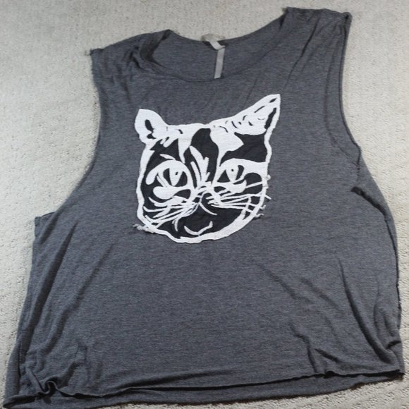 Catastic! Mona B Women's 6 Shredded Back Sleeveless Cat Tank Top - Picture 1 of 7